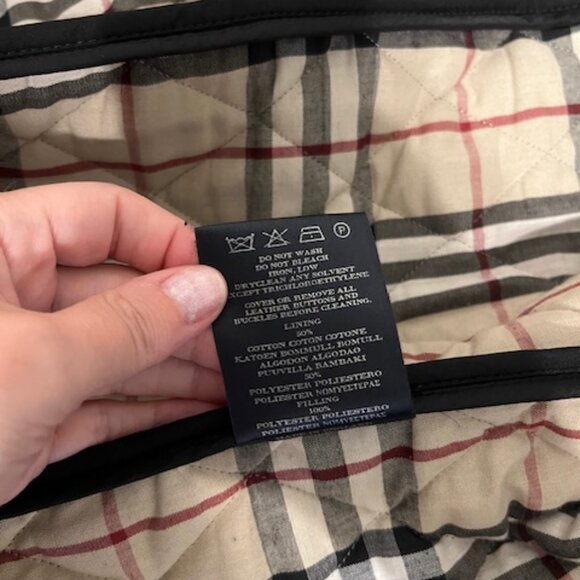 Burberry Quilted Jacket Black Logo Plaid Small - Picture 7 of 12
